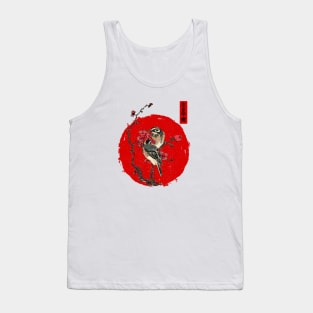 Japanese illustration IKIGAI meaning of life -  red moon pine bunting Plum Tree Tank Top